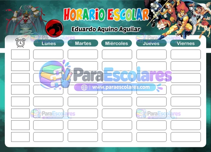 ThunderCats Horario Escolar